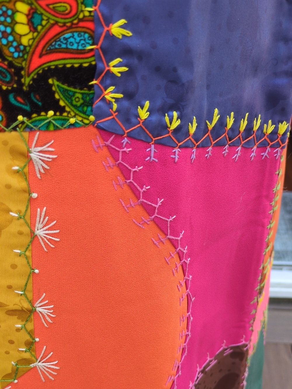 OOAK Festival Boho Vintage Crazy Quilt Patchwork Skirt XS - Picture 11 of 14